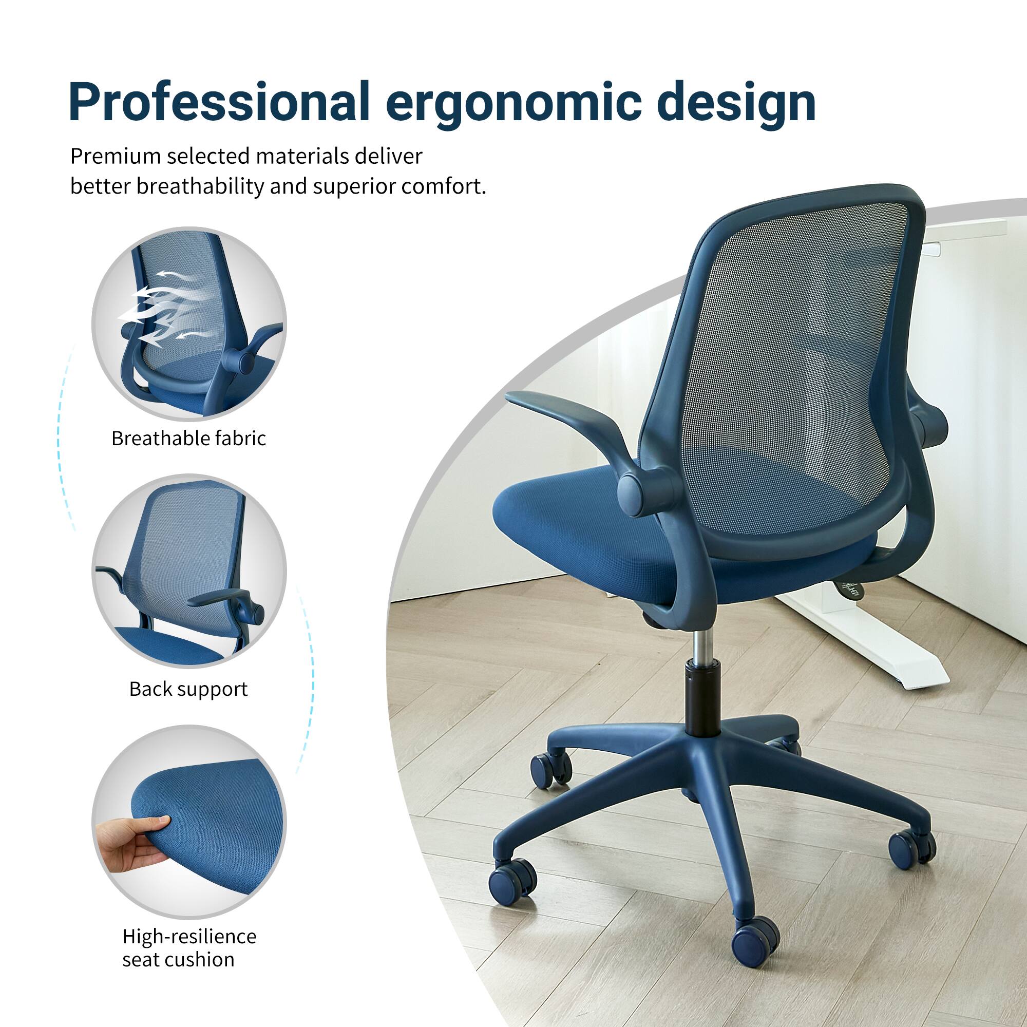 Professional ergonomic design

Premium selected materials deliver better breathability and superior comfort.

- Breathable fabric
- Back support
- High-resilience seat cushion