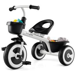 Costway - Toddler Tricycle Kids Trike with Adjustable Seat Front & Rear Storage Baskets - Wihte