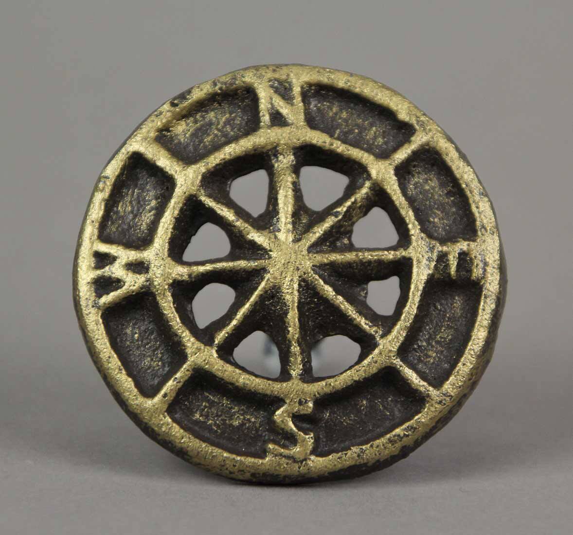 Alt View 3. Zeckos - Set of 12 Bronze Cast Iron Cabinet Hardware Knob Compass Rose Drawer Pull Handle - Bronze.
