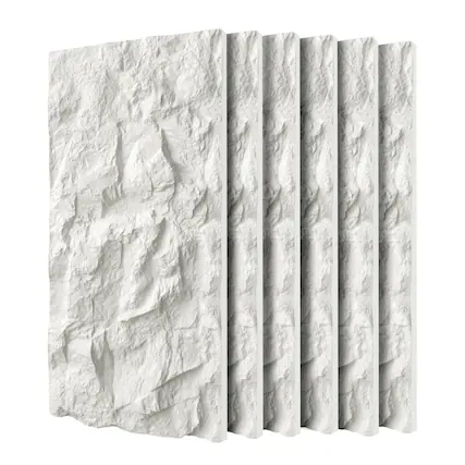 Front. Boyel Living - 6-Pack 23.62-in x 47.24-in White Marble 3D Faux Stone Polyurethane Wall Panel - White Marble.