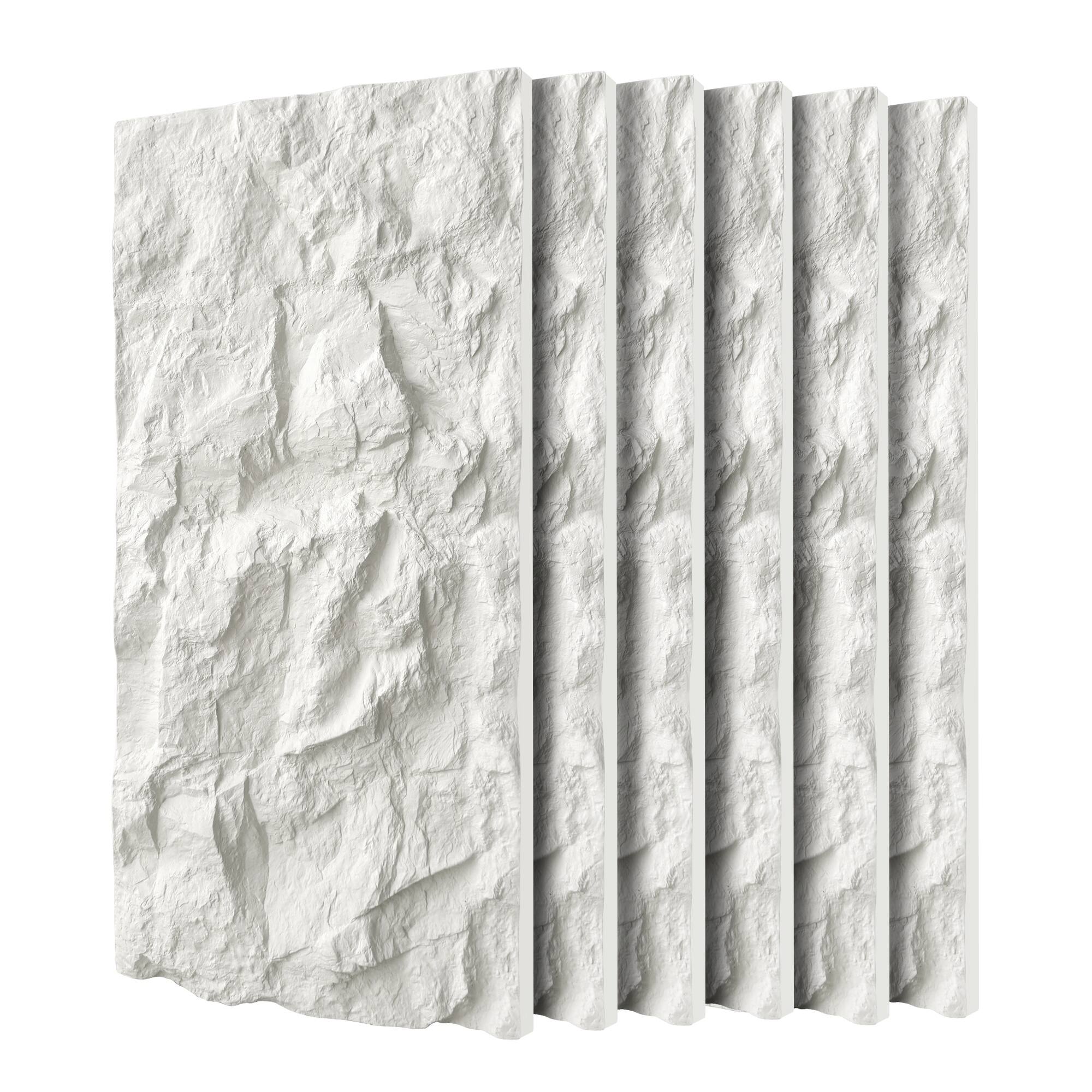 Front. Boyel Living - 6-Pack 23.62-in x 47.24-in White Marble 3D Faux Stone Polyurethane Wall Panel - White Marble.