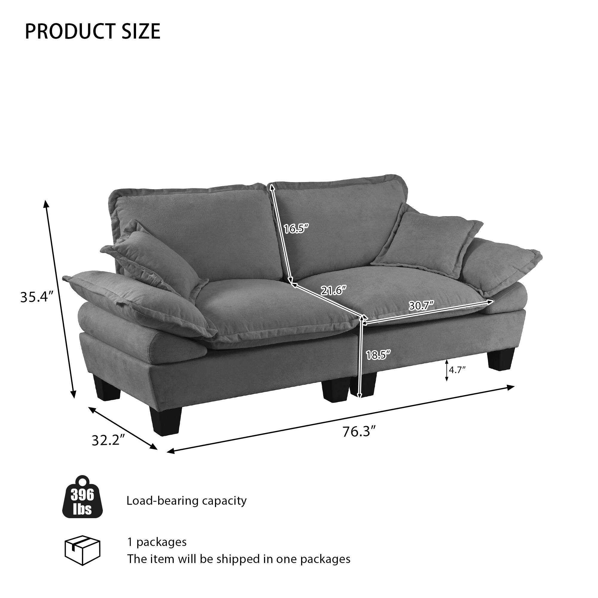 PRODUCT SIZE  
16.5" x 35.4" x 21.6" x 30.7" x 18.5" x 4.7" x 32.2" x 76.3"  

Load-bearing capacity: 396 lbs  

1 package  
The item will be shipped in one package