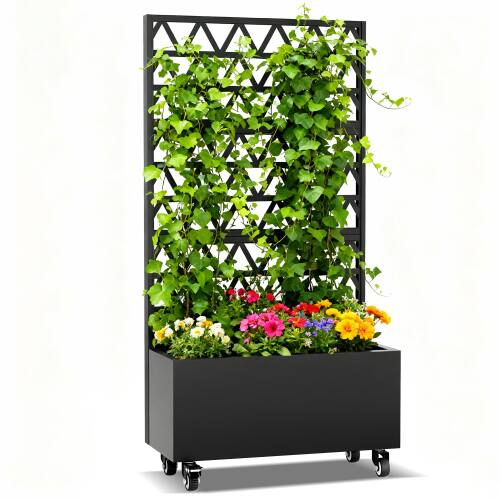 Front. Lycvki - Metal Planter Box with Trellis 72x36x16in Raised Garden Bed for Climbing Plants Vegetables Vines.