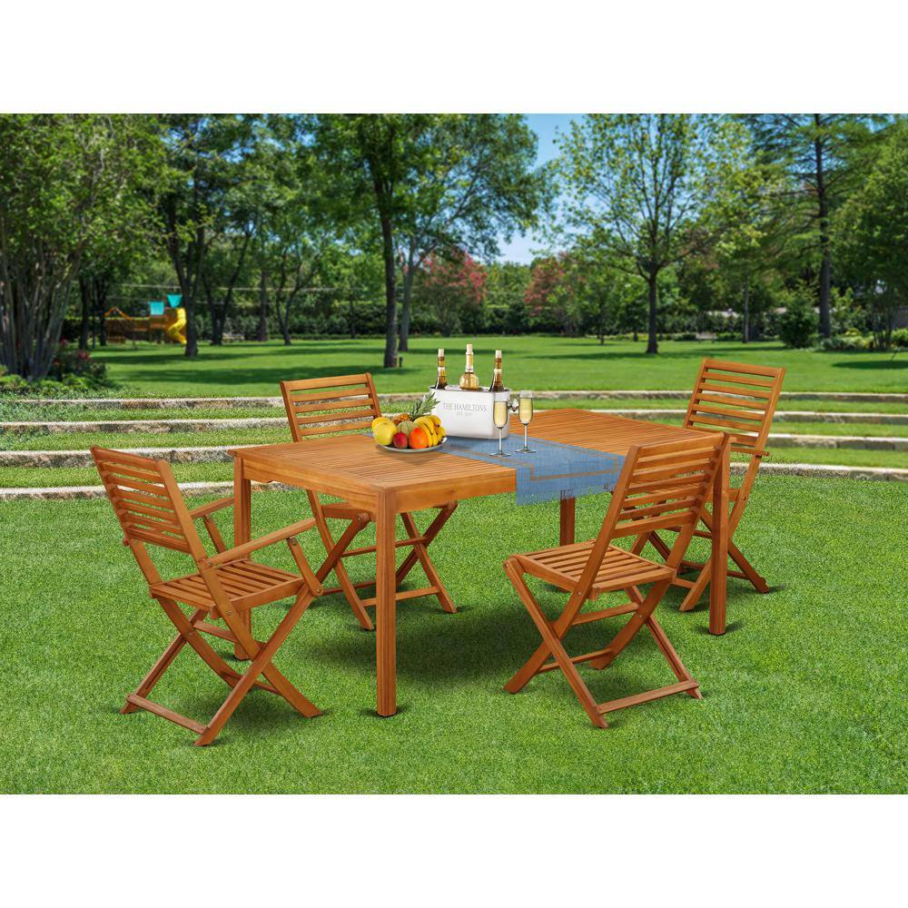 Back. East West Furniture - Wooden Patio Set Natural Oil - Brown.