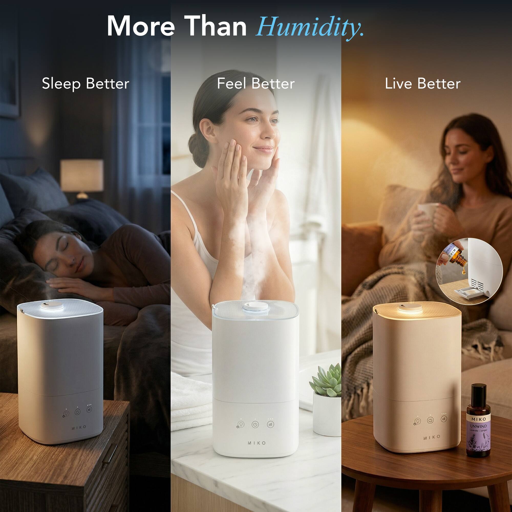 Miko Breeze Ultrasonic Humidifier – 750 sq. ft. Coverage, 3L Tank