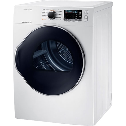 Left View: Samsung - 4.0 Cu. Ft. Stackable Electric Dryer - White