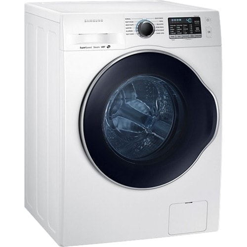 Angle View: Samsung - 2.2 Cu. Ft. High Efficiency Stackable Front Load Washer with Steam - White