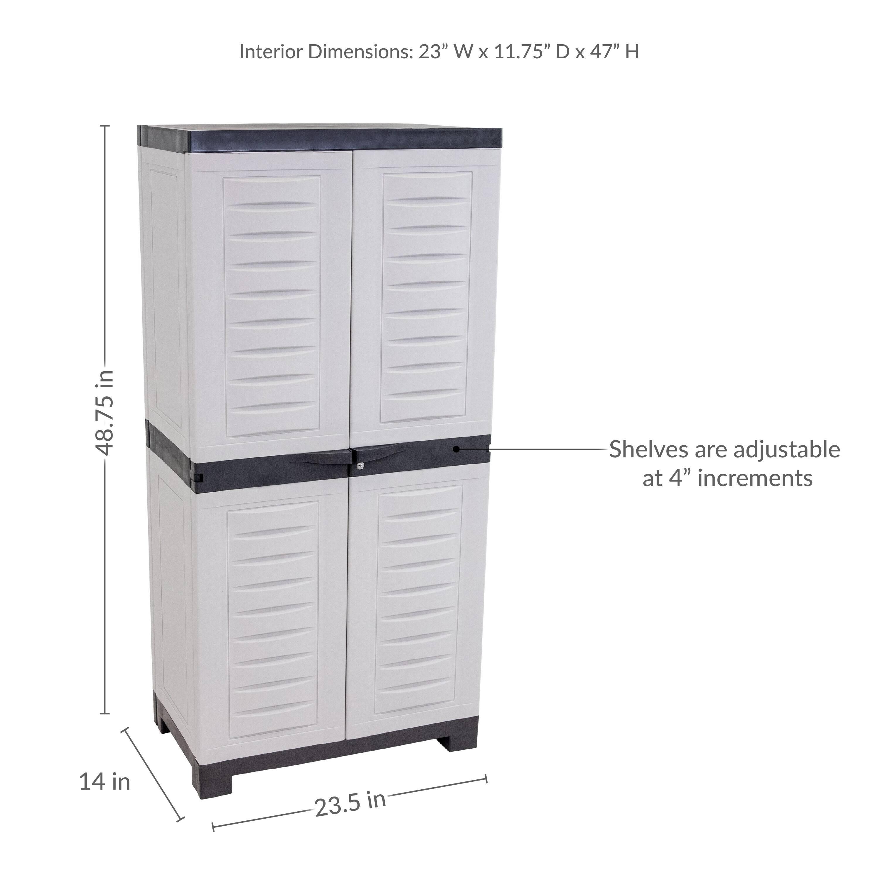 Interior Dimensions: 23" W x 11.75" D x 47" H  
48.75 in  
Shelves are adjustable at 4" increments  
14 in  
23.5 in