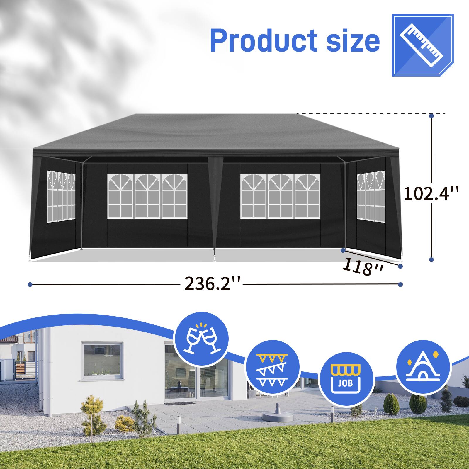 Product size: 102.4" x 236.2" x 118"