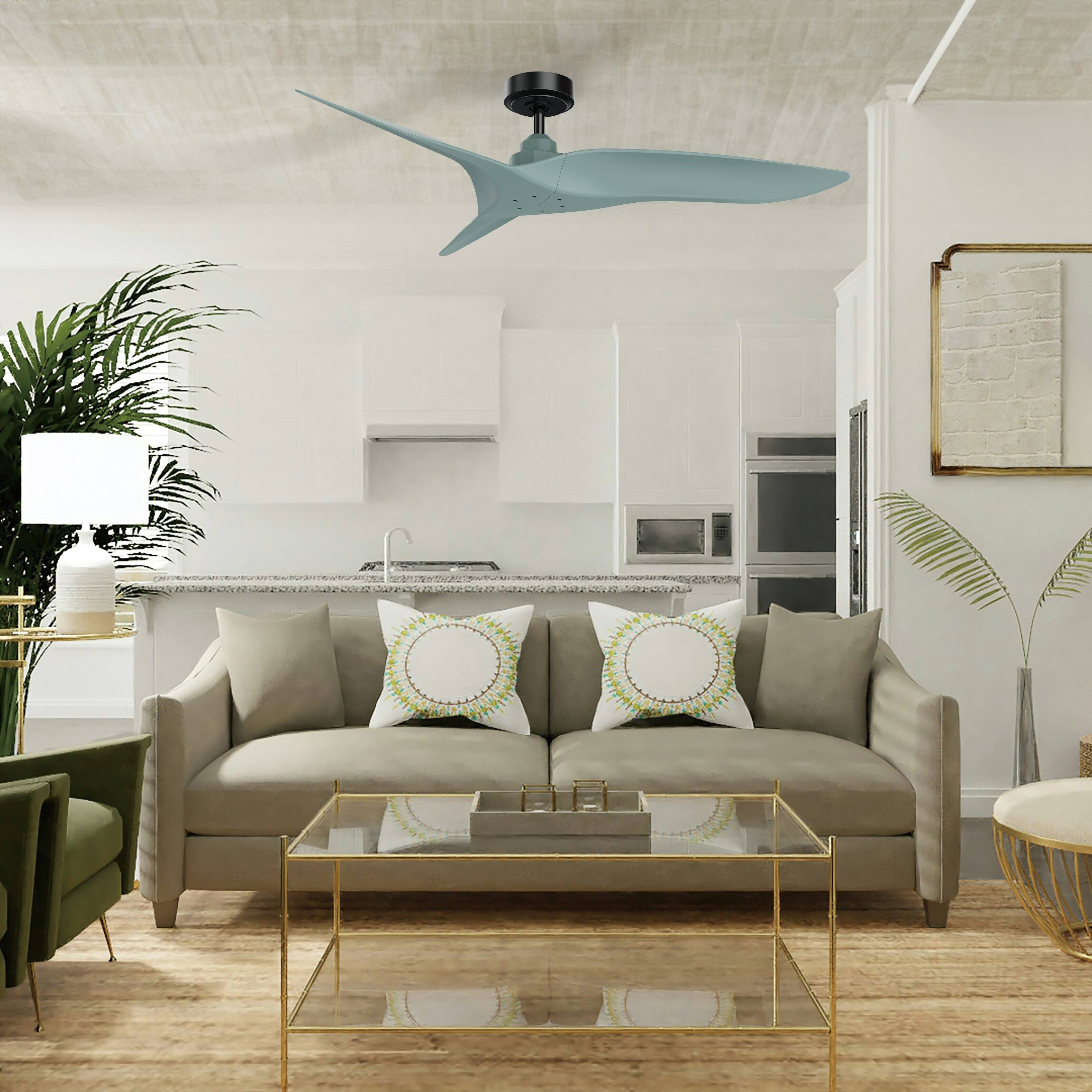 Angle. Parrot Uncle - 52" Modern Sage Green DC Motor No Light Ceiling Fan with Remote - Sage Green.
