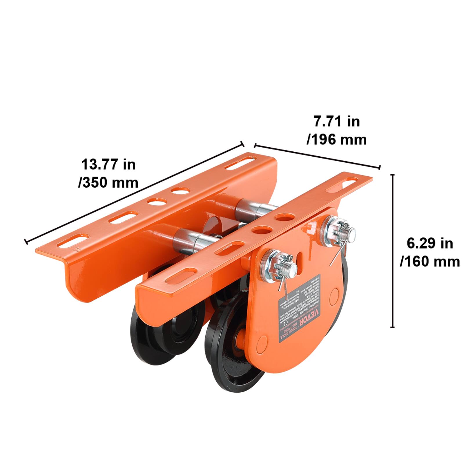 7.71 in / 196 mm  
13.77 in / 350 mm  
6.29 in / 160 mm  

1 - VEVOR