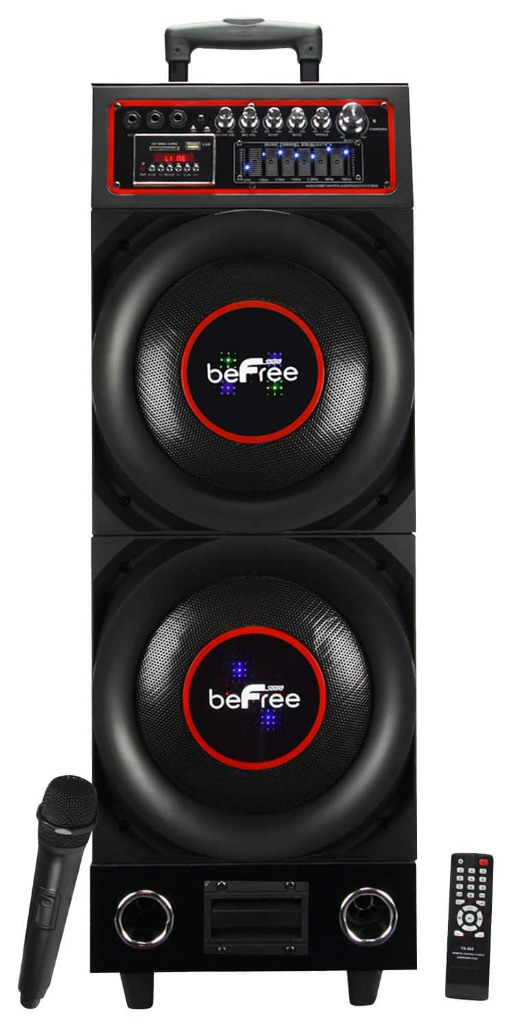 Front. beFree Sound - Portable Bluetooth Speaker - Black/Red.