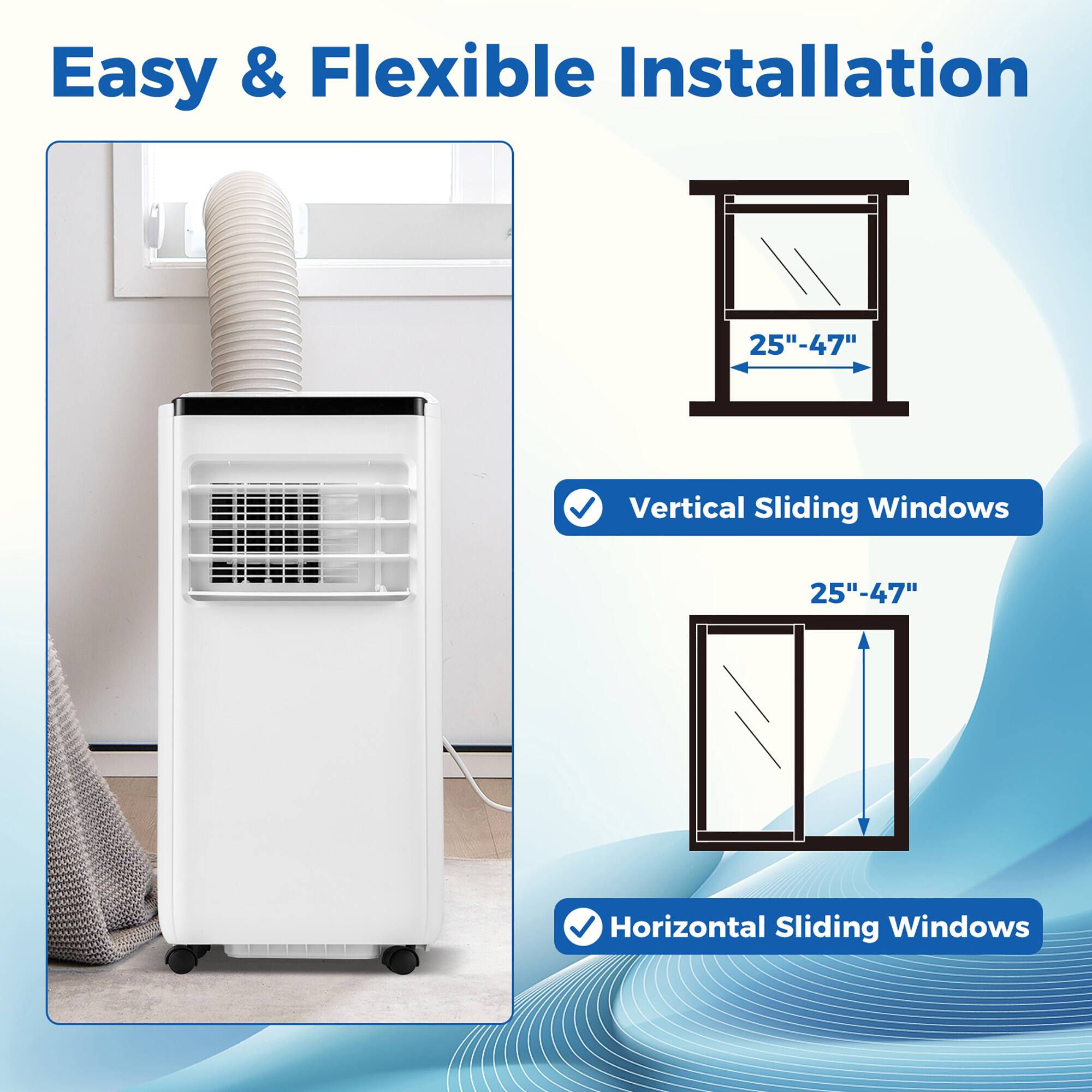 Easy & Flexible Installation

25"-47" Vertical Sliding Windows

25"-47" Horizontal Sliding Windows