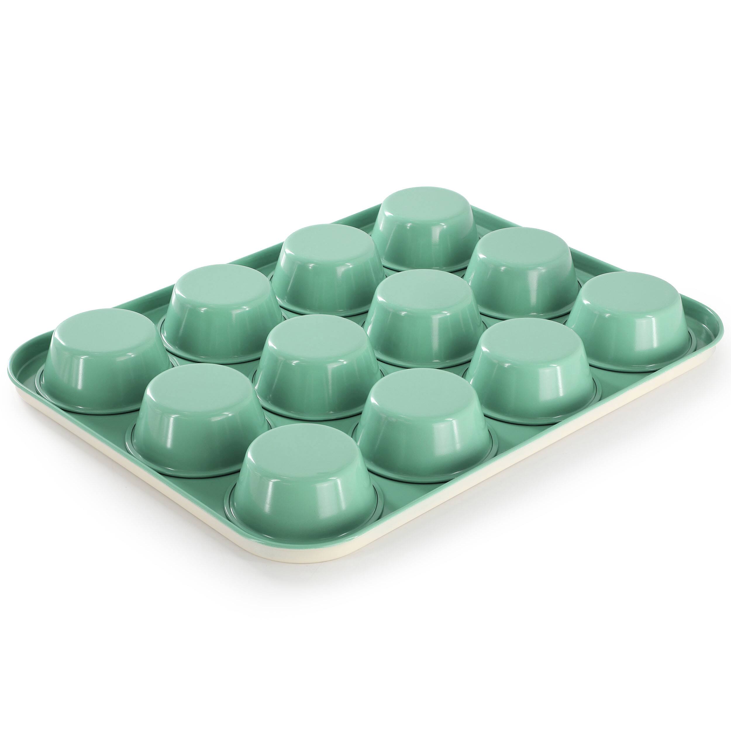 Alt View 2. Martha Stewart - Martha Stewart Gallen 12 Cup Nonstick Carbon Steel Muffin Pan in Teal - Teal.