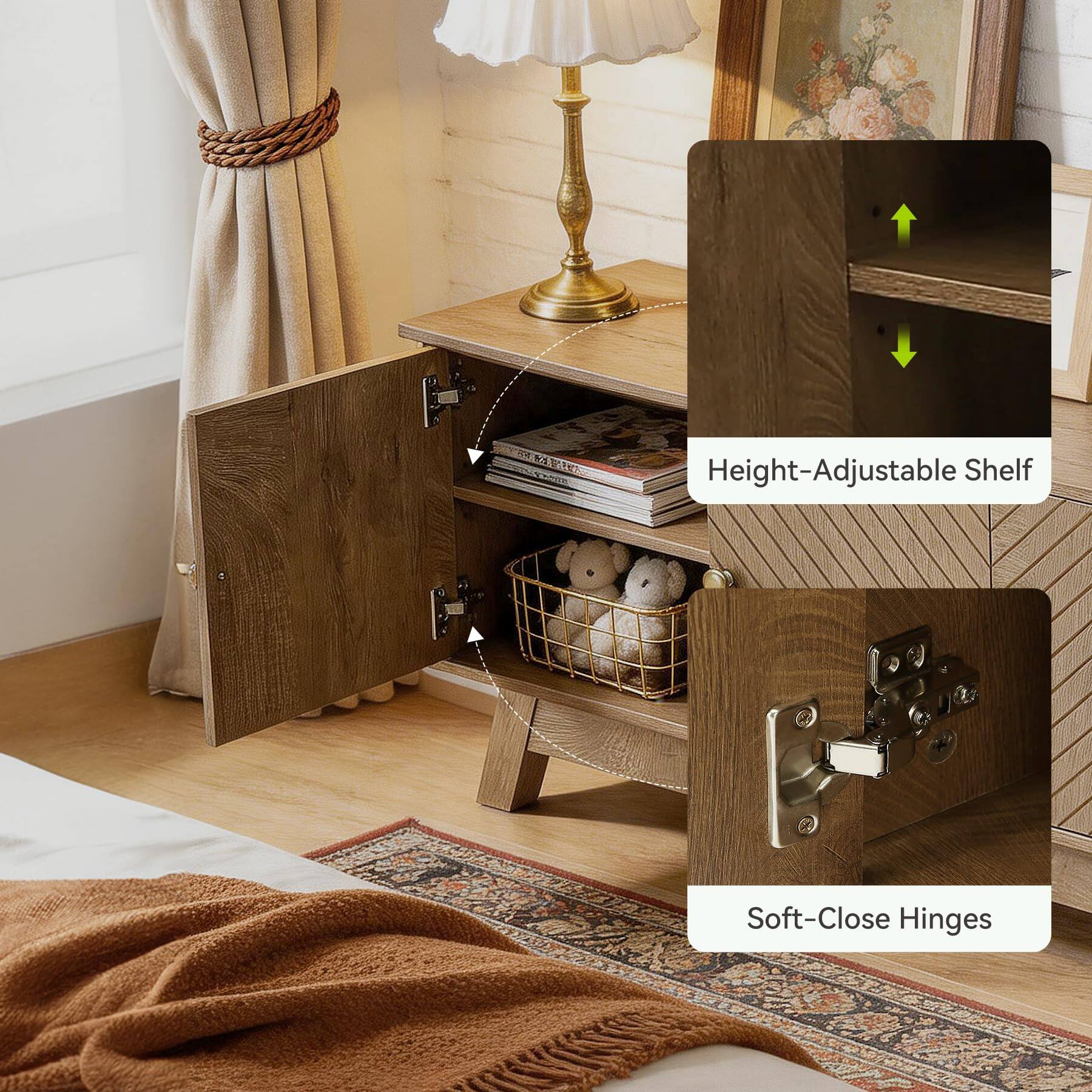 Height-Adjustable Shelf  
Soft-Close Hinges