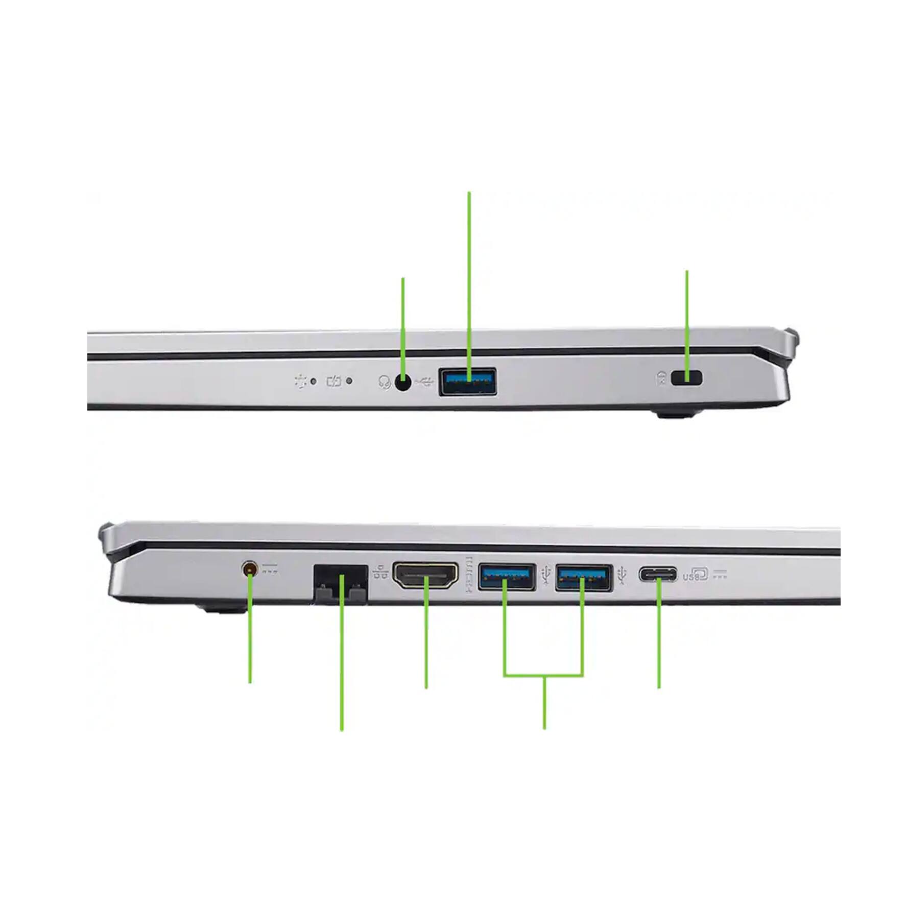 Alt View 8. Acer - Aspire Go 15 Laptop 15.6 FHD Display (Ryzen 7 7730U, 64GB, 4TB SSD, Win 11 Pro) w/Dockztorm Wireless Mouse - Pure Silver.