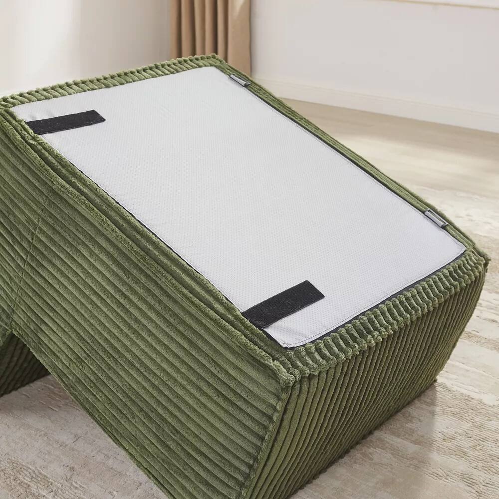 Alt View 6. Meqiodas - Boneless Couch for Living Room, Modular Sectional Sofa with Ottoman, Convertible L Shaped Couch, No Assembly Required - Green.