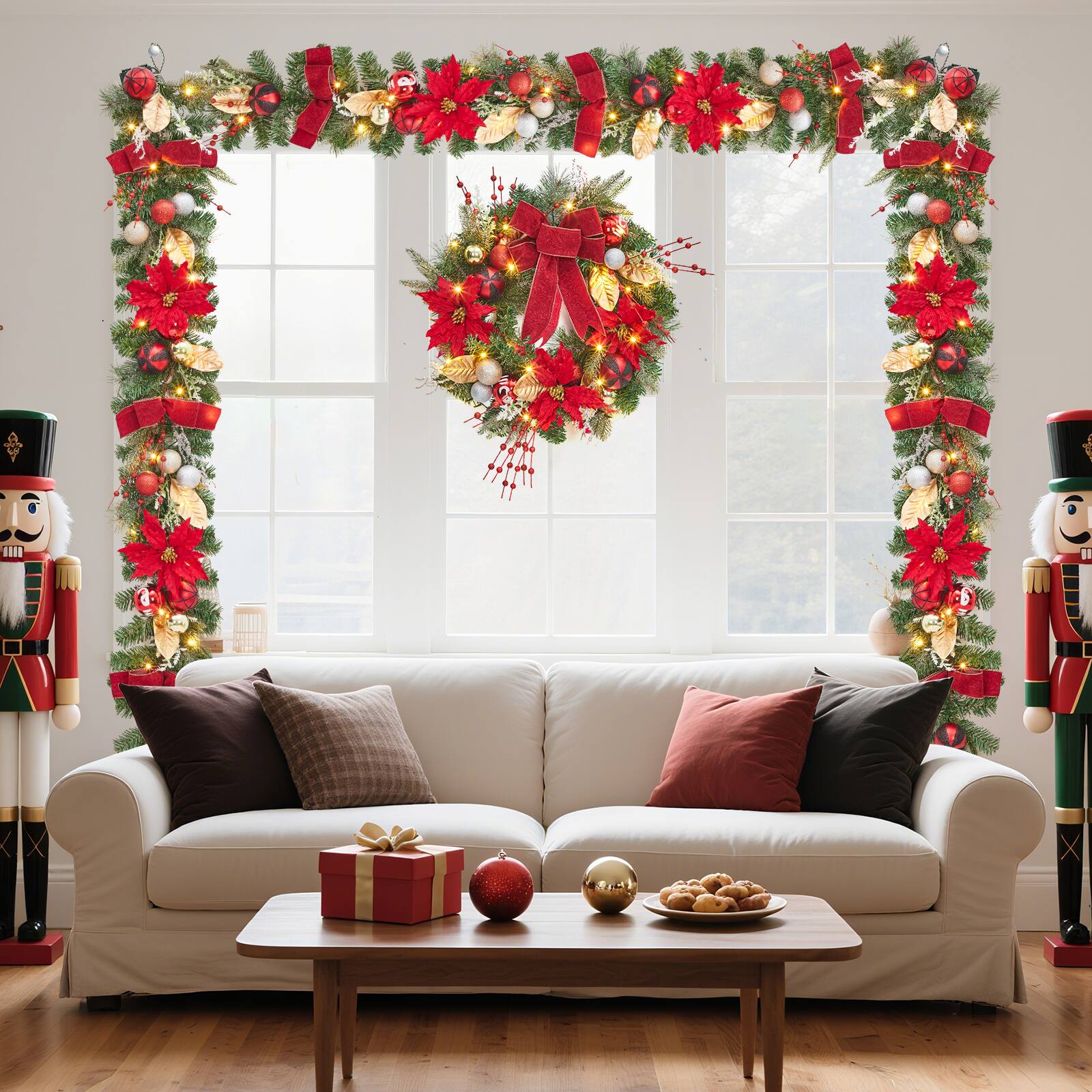 Alt View 5. Jojoka - 24 Inch Christmas Wreath for Grand Entryway and Entrance Displays - Green.