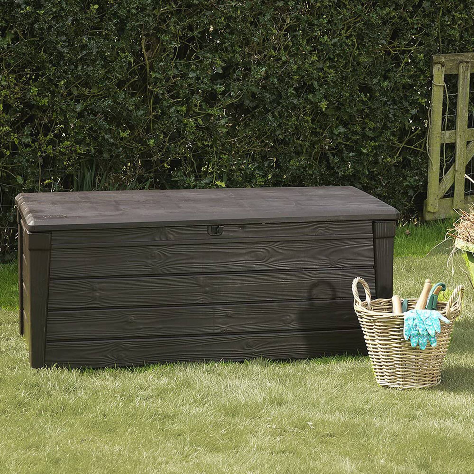 Alt View 8. Keter - Keter Brightwood Weatherproof Resin Patio Deck Storage Box Bench, Brown (2 Pack) - Brown.