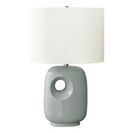 Luckbyte - 26 Inch Green Ceramic Table Lamp Ivory Cream Shade Contemporary Modern Light