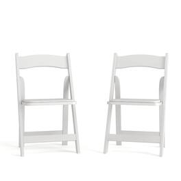 Emma + Oliver - 2 Pack Wedding Party Event Wood Folding Chair with Vinyl Padded Seat - White