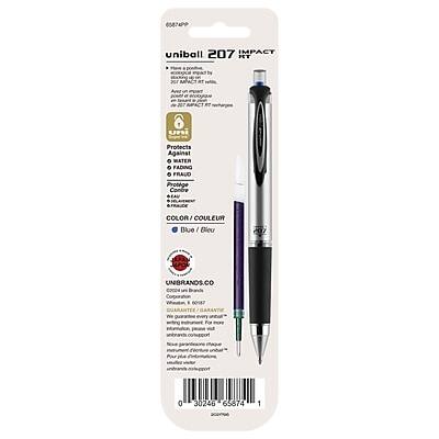 6587 uniball 207 IMPACT T by 3ur Apet 6 Protects Against WATER e FADING FRAUO Protge Conbre GEAU FRAUCE COLOR / COULEUR Blue / Bleu P07 UNIBRANDS.CO Coe une Brands Corporation . 60167 We For Pur pie o 30246 65874 acpios 1

Corrected and grouped text:

- uniball 207 IMPACT
- Protects Against WATER, FADING, FRAUO
- COLOR / COULEUR: Blue / Bleu
- UNIBRANDS.CO
- Corporation
- 6587
- 60167
- 30246
- 65874
- acpios 1