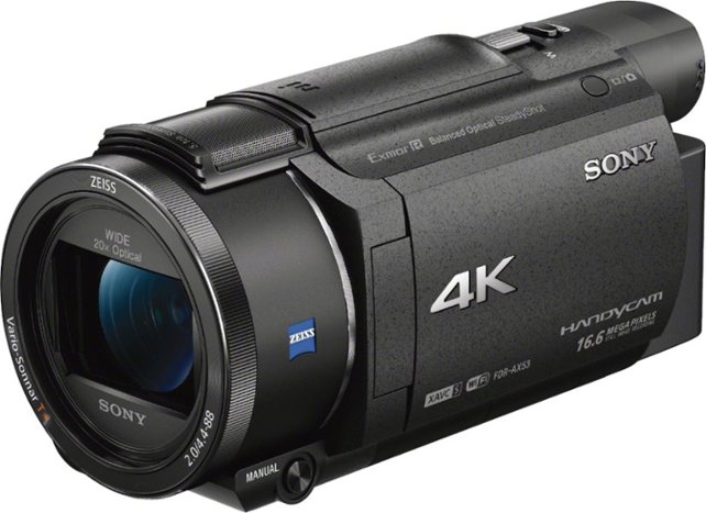 Sony - Handycam AX53 4K Flash Memory Camcorder - Black - Angle Zoom