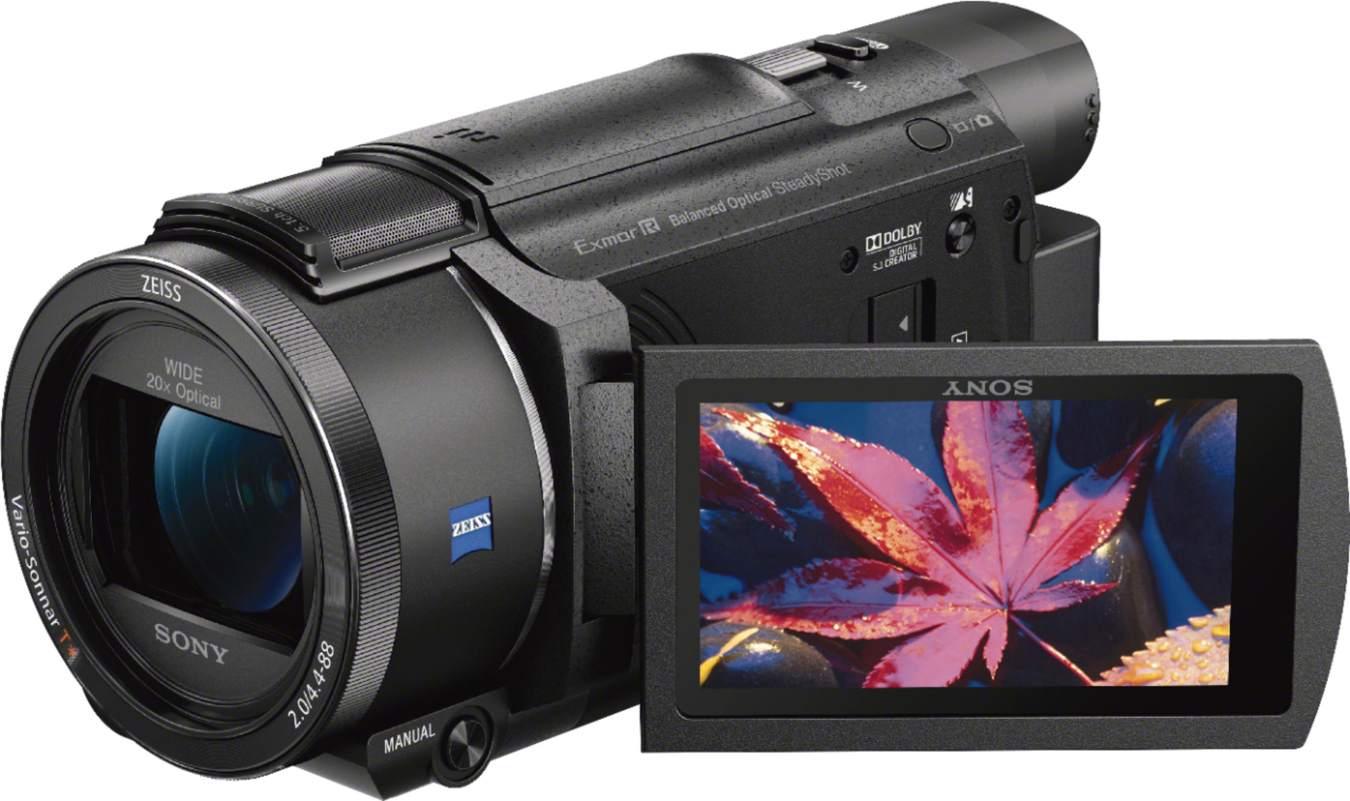 Left View: Sony - Handycam AX53 4K Flash Memory Premium Camcorder - Black