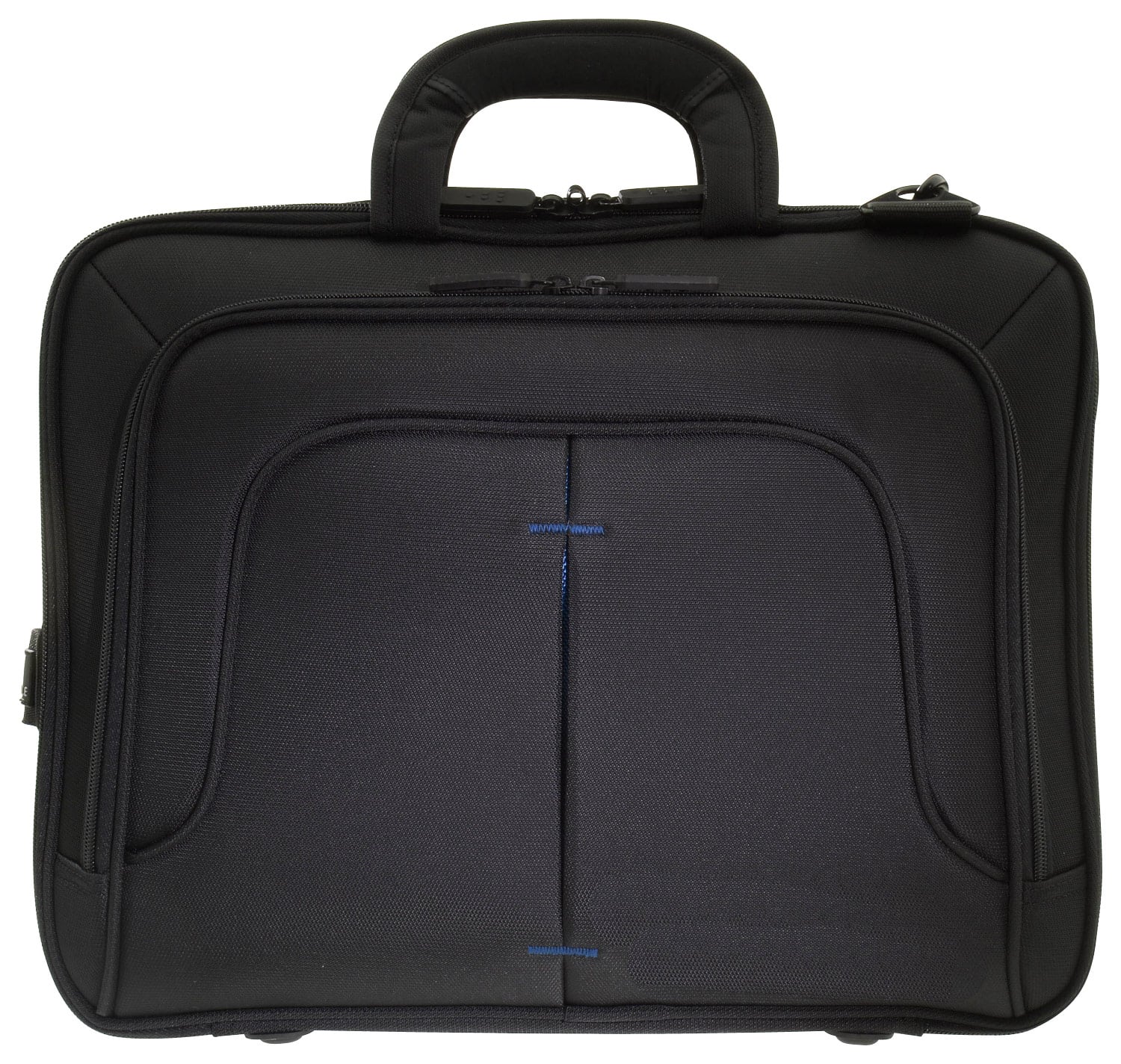 ECO STYLE - Tech Pro Top-Loading Laptop Case - Black/Blue - Larger Front