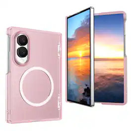 Dteck - Magnetic Matte Case for Samsung Galaxy Z Fold8 with Hinge Protection,Slim Hard PC Back Cover,No Front Frame Shell - Mattepink