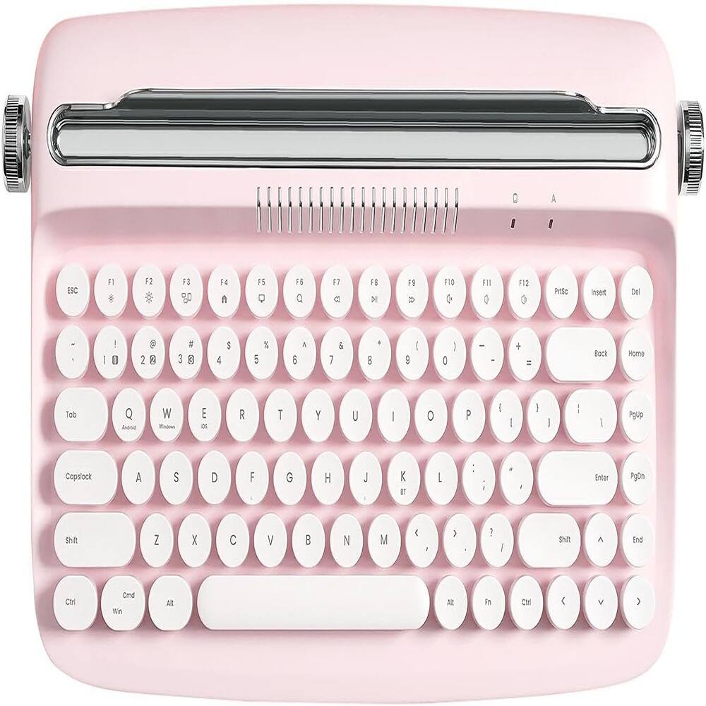RTMB - ACTTO B303 Wireless Typewriter Keyboard, Bluetooth, Retro Design, Pink - Size: B303 Style: Baby Pink