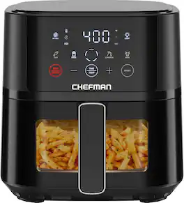 Chefman - TurboFry Touch 4-Qt Easy-View Air Fryer w/ 4 Cooking Presets and 450°F Hi-Fry Button - Black