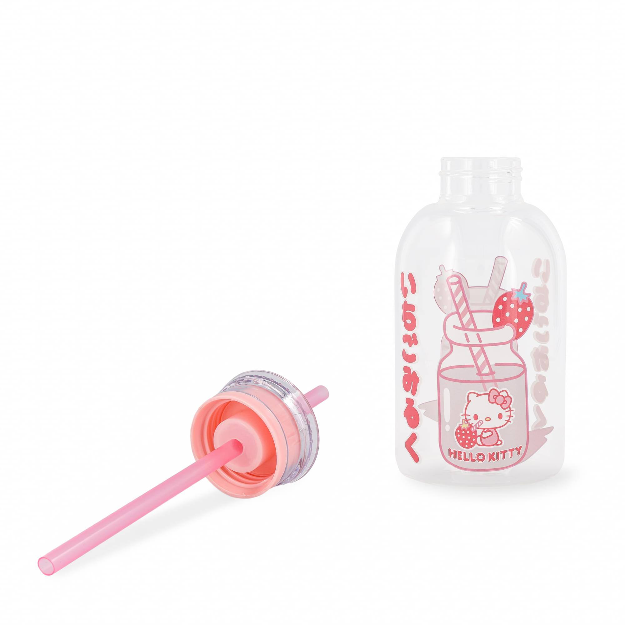 Sure! Here is the corrected and grouped text from the image:

**Japanese Text:**
- いちごジュース (Ichigo Jūsu) - Strawberry Juice

**English Text:**
- HELLO KITTY