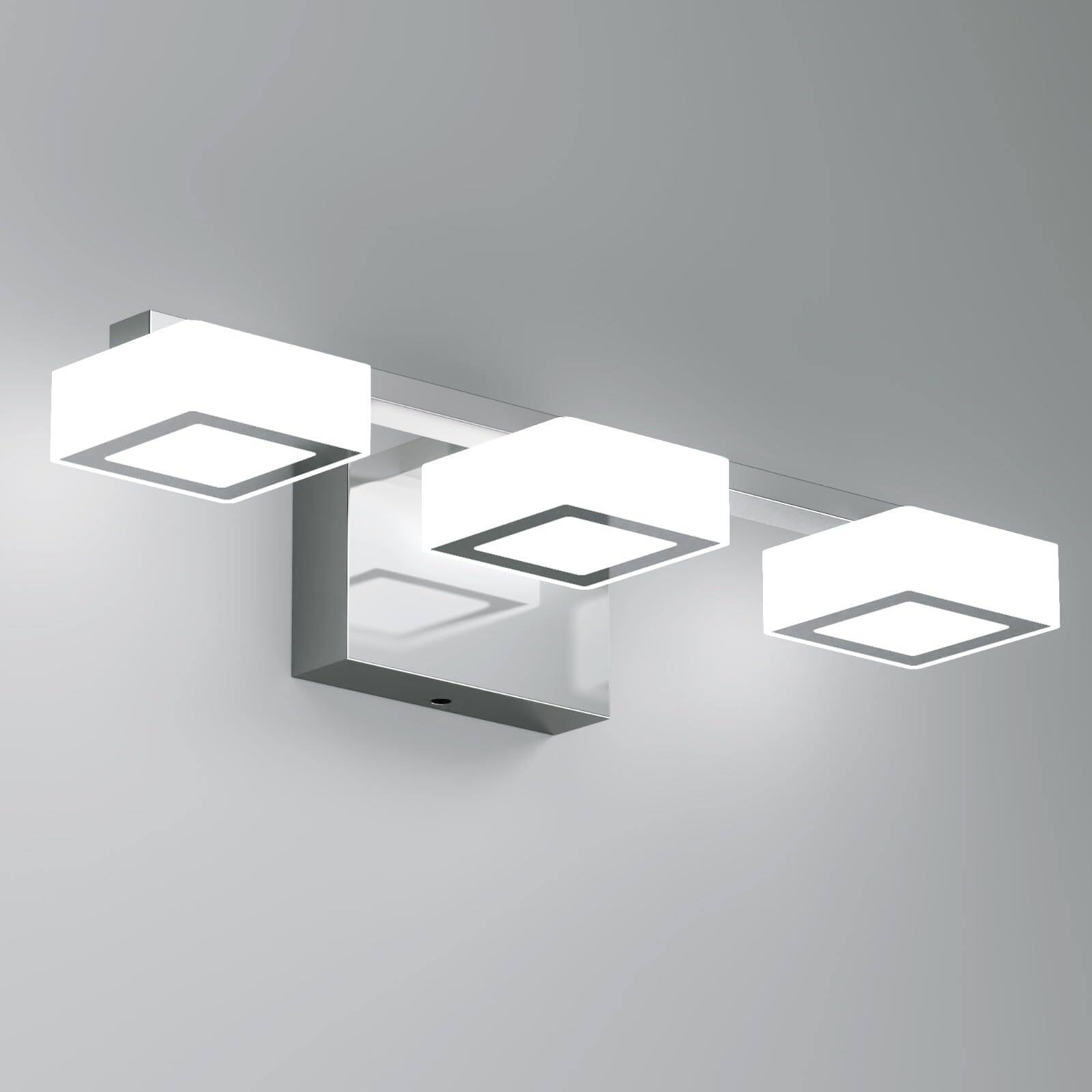 Front. Comfort Essence - Led Modern Bathroom Light Fixtures Over Mirror Dimmable Vanity Lights Matte k k Adjustable Etl Certificated - Chrome 18 inch,3-Light.