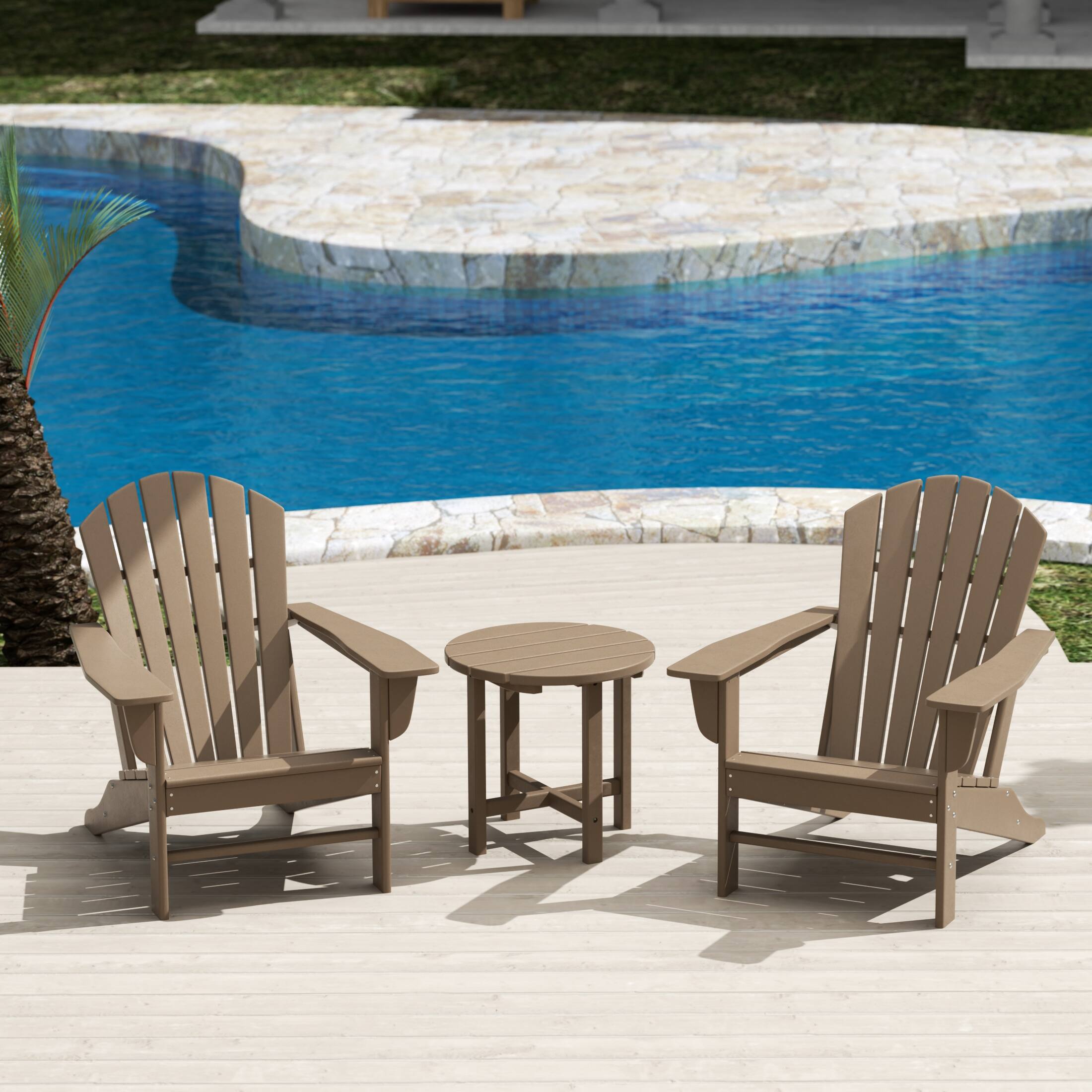 Angle. WestinTrends - WestinTrends Dylan 3-Piece Outdoor Adirondack Chair with Side Table Set - Weathered Wood.