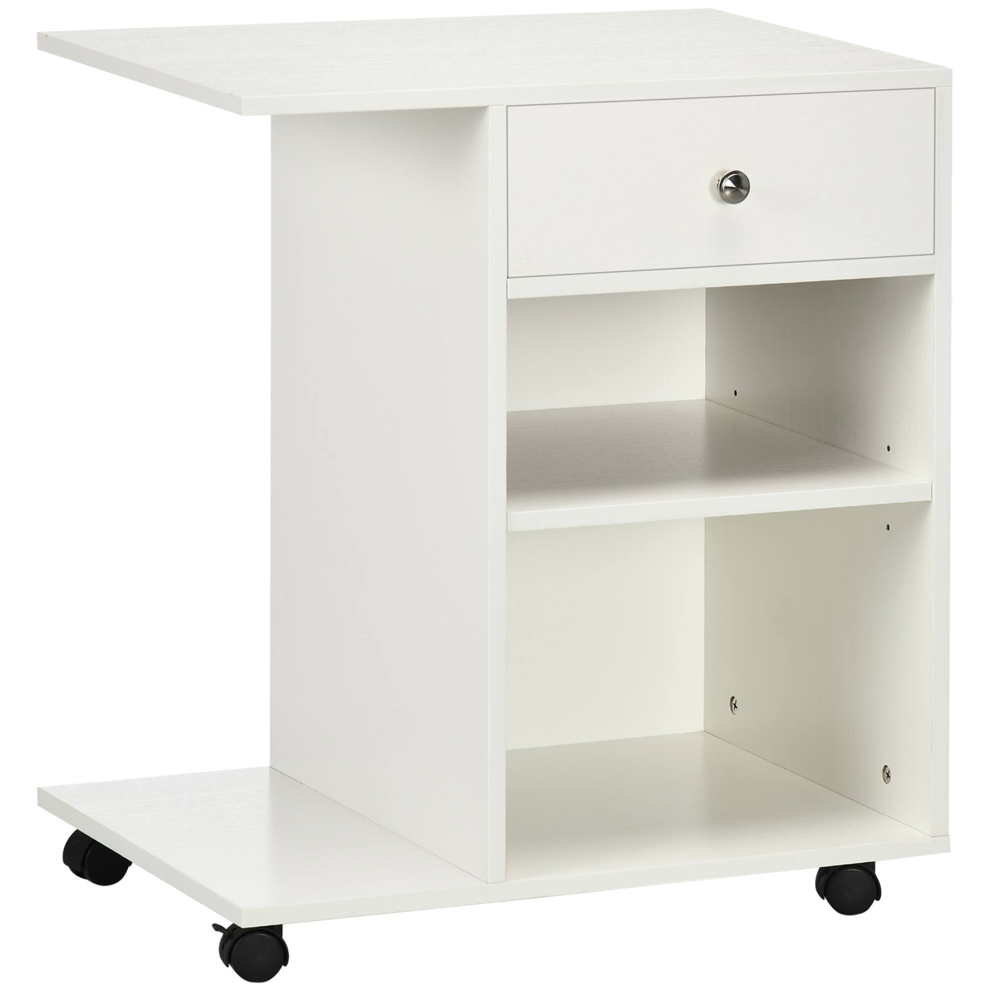 Front. TinyHomie - Mobile Printer Stand Rolling File Cabinet Cart with Wheels Adjustable Shelf Drawer and CPU Stand White.