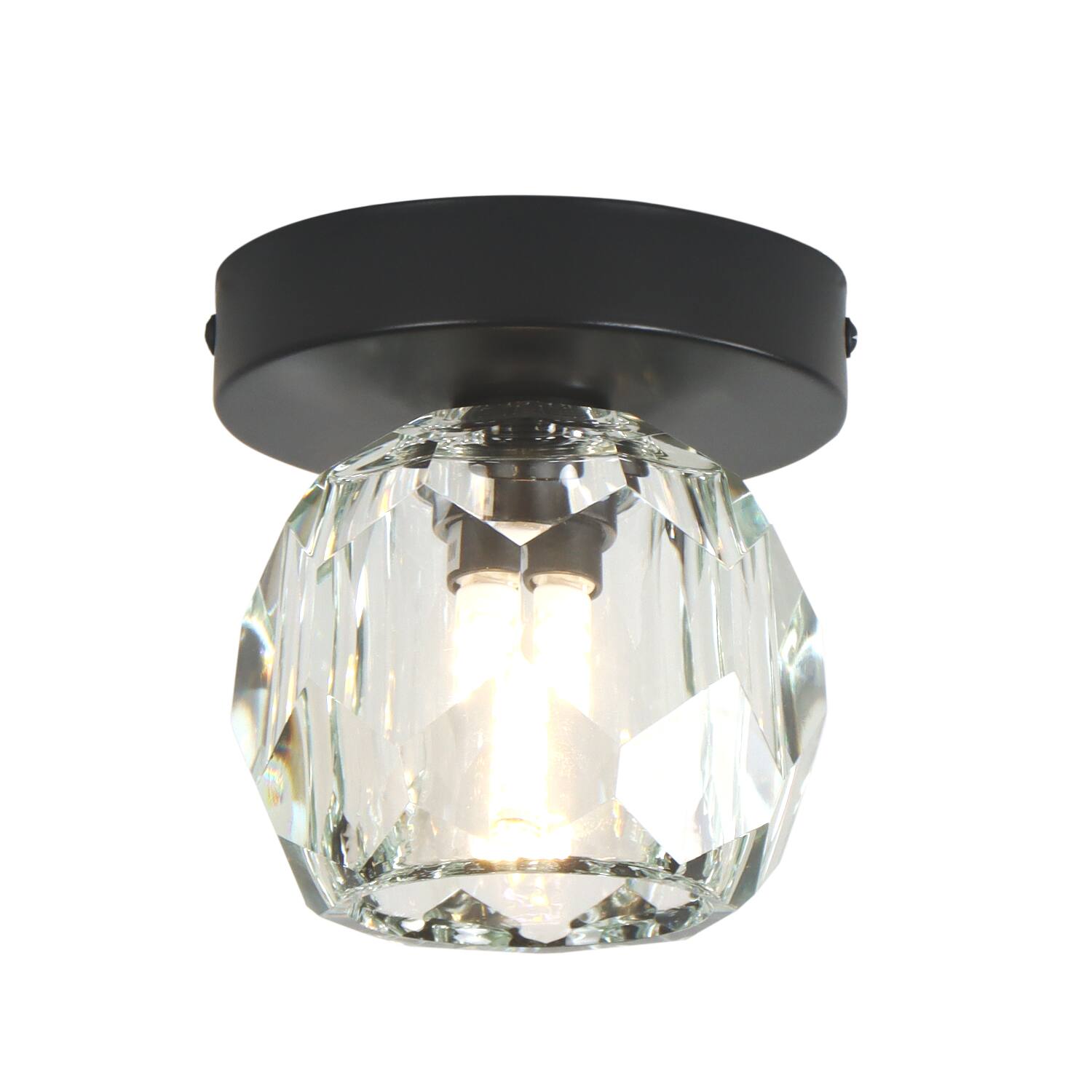 Left. Umeiluce - 1-Light 4.7" Crystal Flush Mount Ceiling Light Matte Black - Matte Black.
