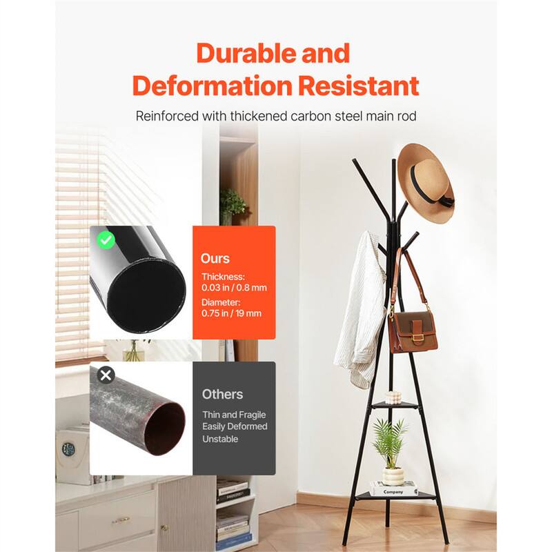 Durable and Deformation Resistant  
Reinforced with thickened carbon steel main rod  

Ours  
Thickness: 0.03 in / 0.8 mm  
Diameter: 0.75 in / 19 mm  

Others  
Thin and Fragile  
Easily Deformed  
Unstable