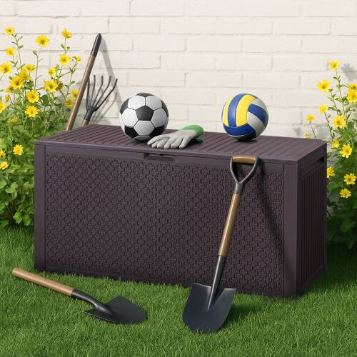 Alt View 9. Winado - 90 Gallon Portable Plastic Storage Deck Box with Lid, Store Garden Cushions Organizer Patio Cabinet for Indoor Outdoor - Brown.