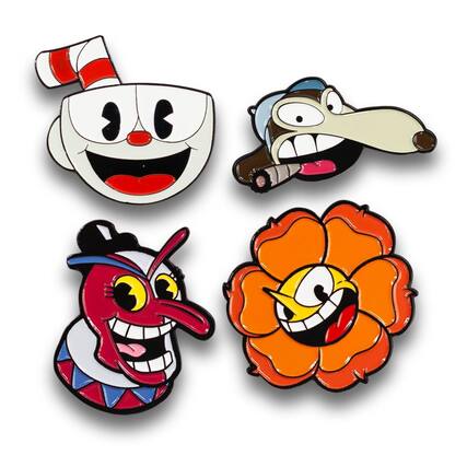 Front. Just Funky - Cuphead Collectibles| Exclusive Cuphead Enamel Pin Set 4 Pack - Brown.