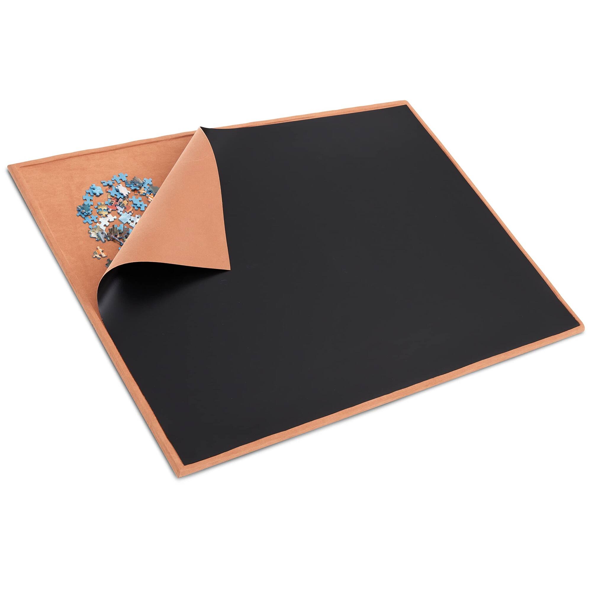 Front. Jumbl - 1,000-Pieces Puzzle Board, 23 x 31", Portable Jigsaw Puzzle Table with Cover & Felt Surface - Brown.