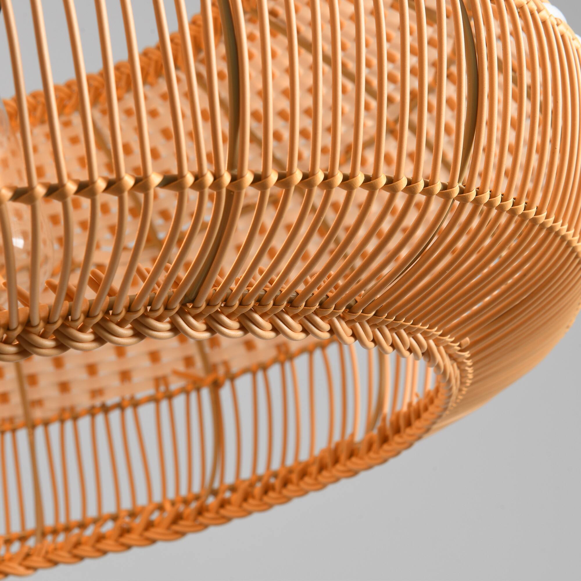 Alt View 9. Parrot Uncle - 1-Light Coastal Retro Brown Rattan Hand-Woven Cloche Hanging Cage Pendant Light - Brown.