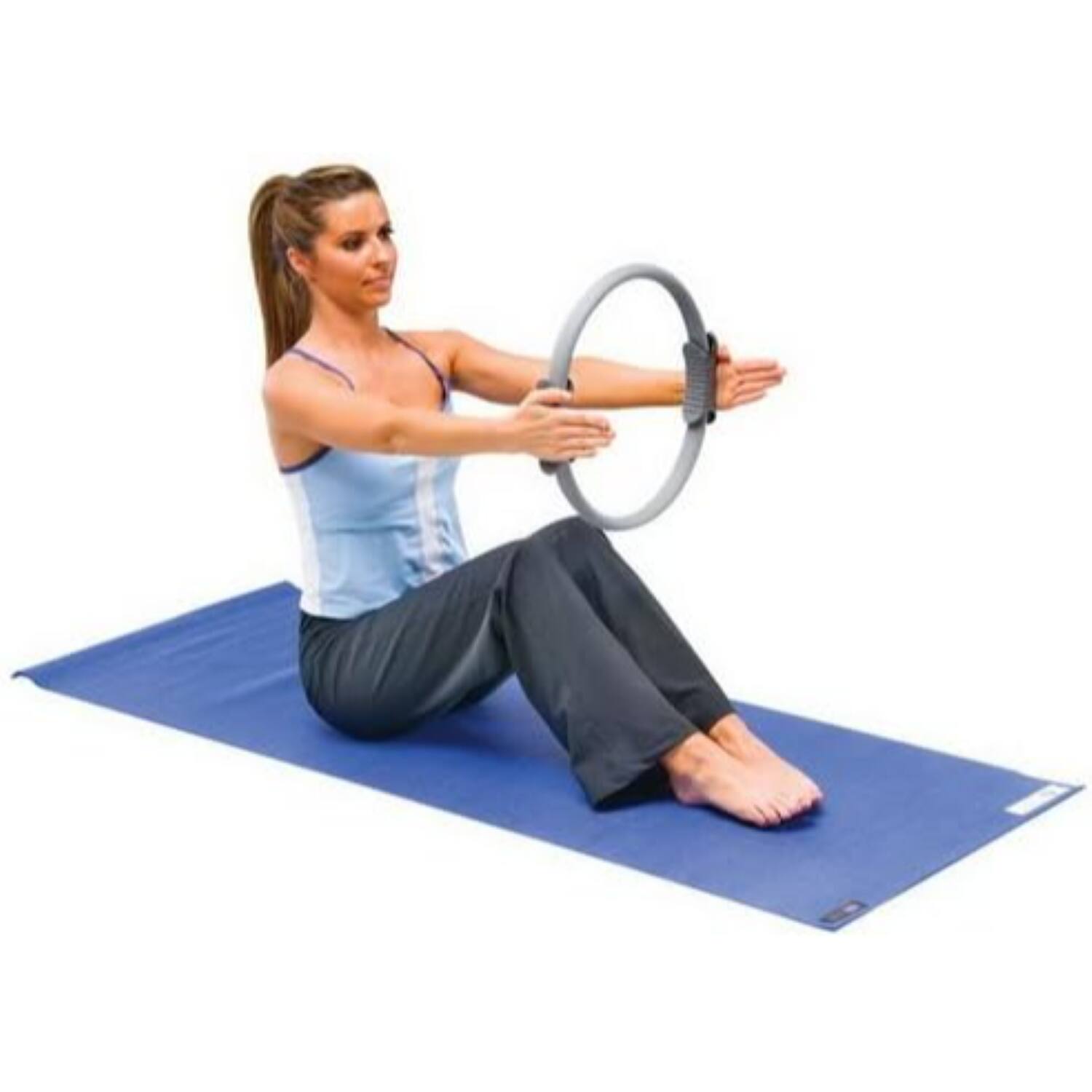 Alt View 2. Power Systems - 15" Pilates Ring (Moderate Resistance), Exercise Ring with Foam Cover & 2 Molded Handles - Gray.