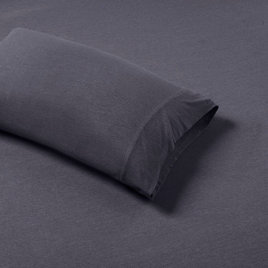 Alt View 2. Gracie Mills - Gracie Mills Atlas All-Season Cotton Blend Jersey Knit Sheet Set - Dark Grey.