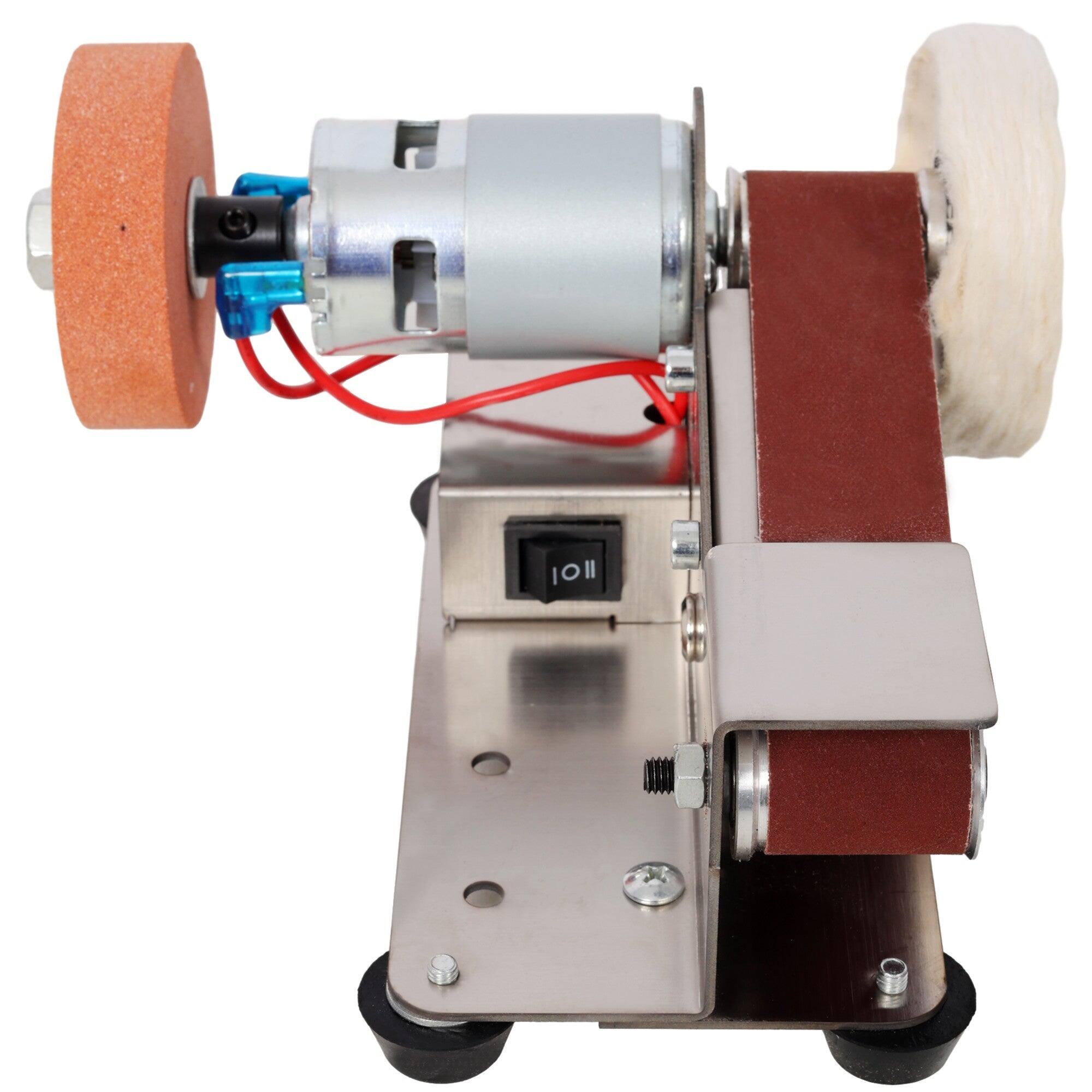 Alt View 2. Boyel Living - 96W Electric Mini Belt Sander Kit 7 Speed Adjustable Power Polisher DIY Polishing Grinding Tool - Silver.