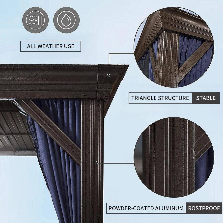 - ALL WEATHER USE
- TRIANGLE STRUCTURE
  - STABLE
- POWDER-COATED ALUMINUM
  - ROSTPROOF