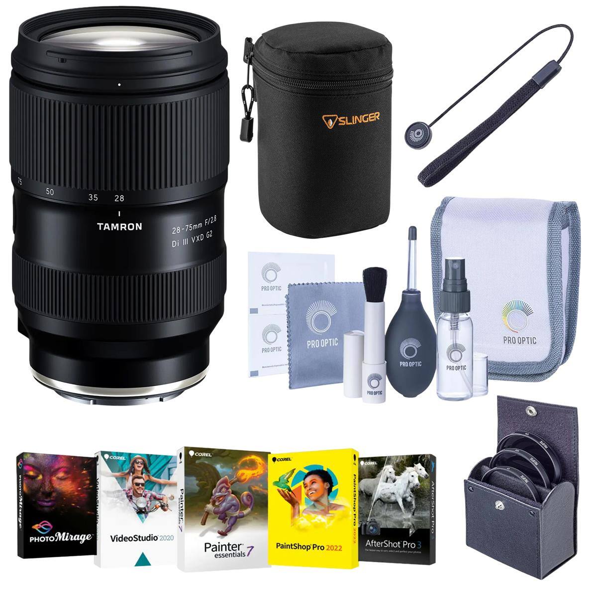 SLINGER 7 50 35 28 - TAMRON F/2A 28-75mm 67 DI III VXD G2 - THC PRO OPTIC PRO OPTIC PRO OPTIC PRO OPTIC - UTE COMEL COREL CVEL Palcter. Y PHOTO PHOTOMirage VideoStudio2020 Painter: essentials PaintShop Pro 2022 I AfterShot Pro