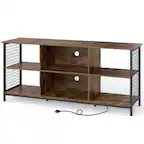 Front. Kadyn - Entertainment Center for 65-Inch TVs, Rustic Brown and Black Two-Tone - Brown.