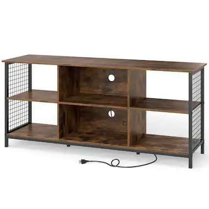 Front. Kadyn - Entertainment Center for 65-Inch TVs, Rustic Brown and Black Two-Tone - Brown.