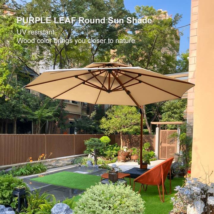 PURPLE LEAF Round Sun Shade  
UV resistant  
Wood color brings you closer to nature
